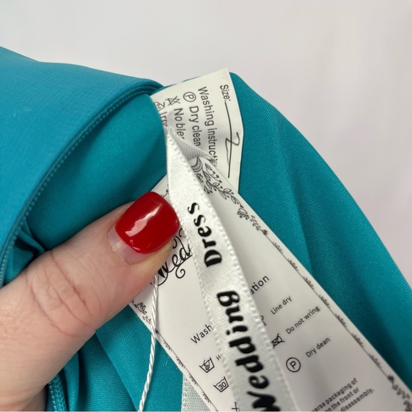 Women’s Aqua Blue A-Line Dress with Lace Shrug Sz 2 NWT - Picture 6 of 8